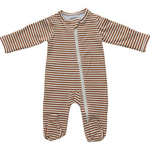 Load image into Gallery viewer, Rust Stripe Zipper Pajamas
