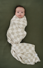 Load image into Gallery viewer, Taupe Checkered Swaddle Blanket
