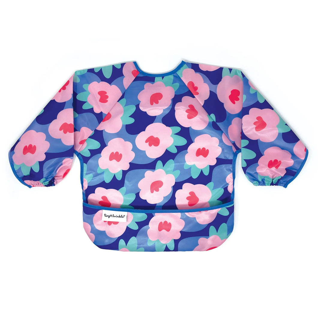 Mess- Proof Full Sleeve Bib- Blue Floral