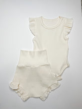 Load image into Gallery viewer, Beige Soft Ribbed Bodysuit/shorts
