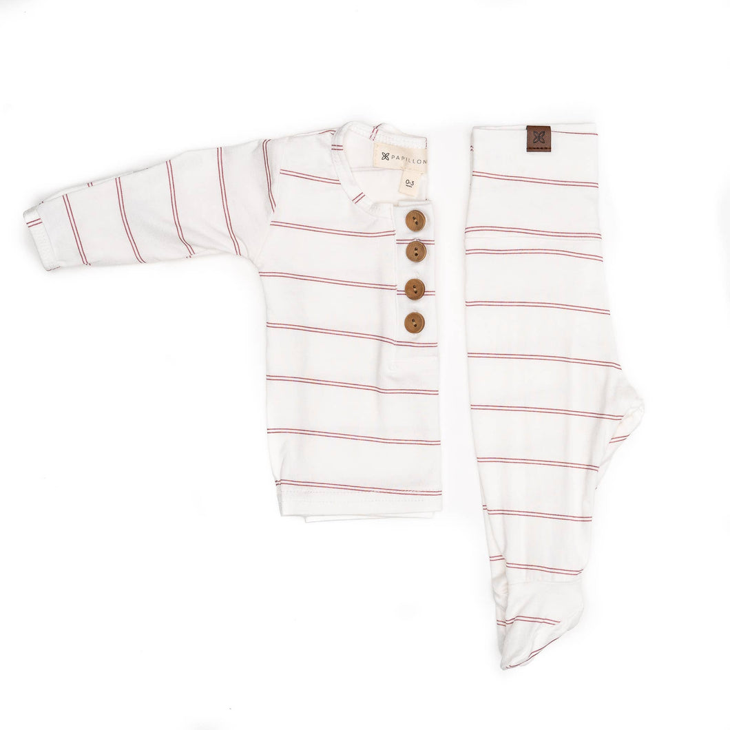 Baby Knits Top and Bottom- Rose Stripe