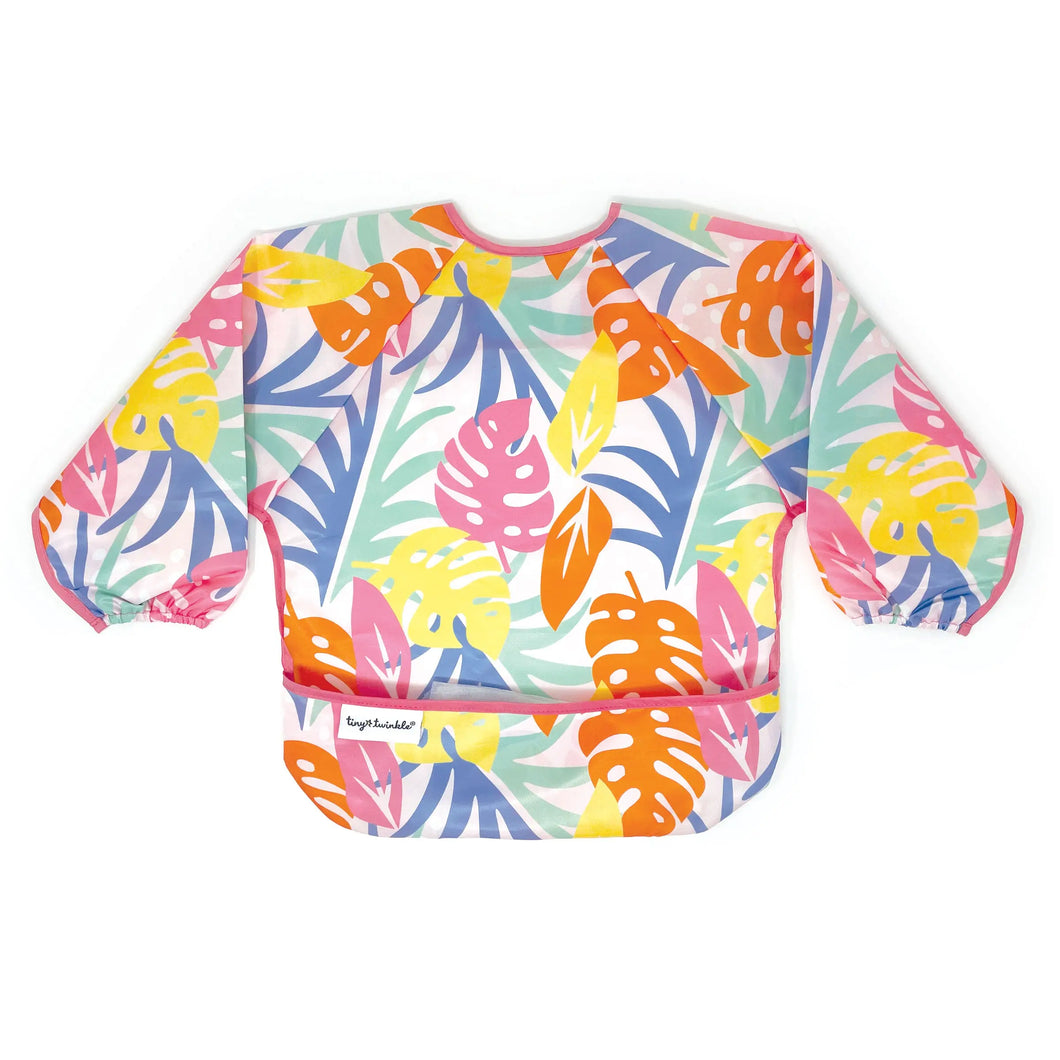 Mess- Proof Full Sleeve Bibs- Pink Palm