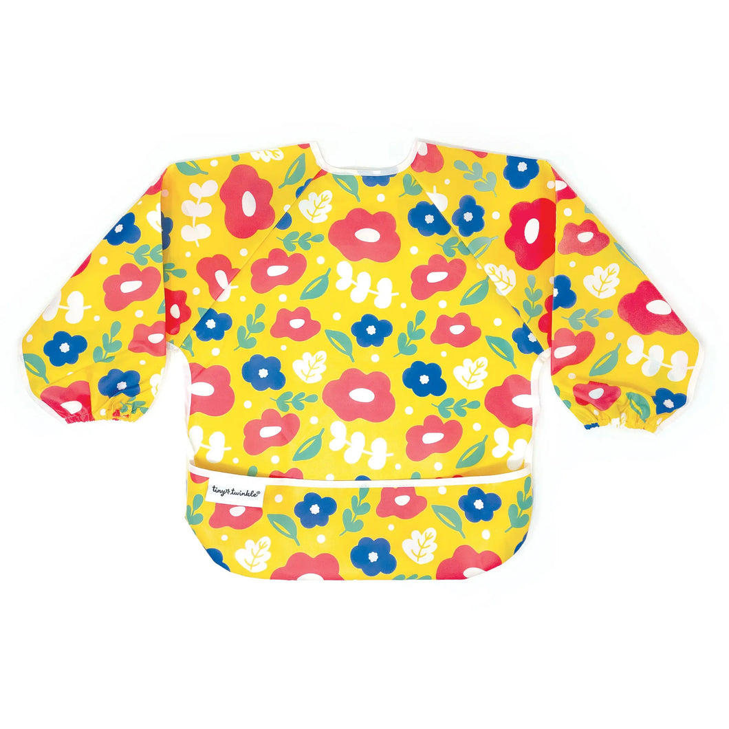 Mess- Proof Full Sleeve Bibs-Yellow Floral